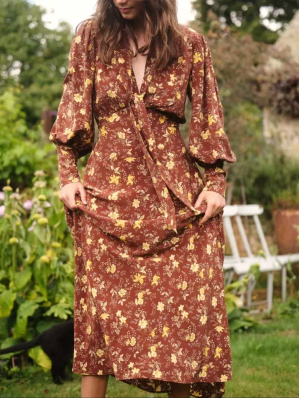 DÔEN Blossom Dress | Cherrywood Winding Vine Floral | Size L